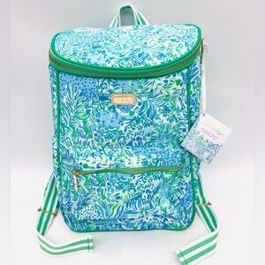 Lilly Pulitzer Insulated Backpack Cooler Blue Green Dandy Lions NWT